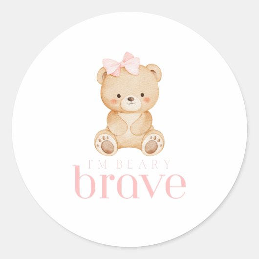 beary brave childhood cancer sick kids cute ラウンドシール (正面)
