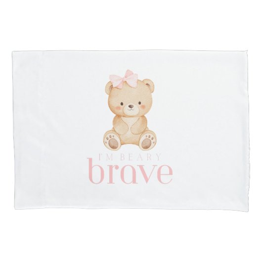 beary brave childhood cancer sick kids cute 枕カバー (正面)
