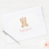 beary brave childhood cancer sick kids cute 楕円形シール (封筒)