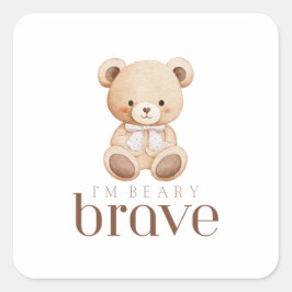 beary brave childhood cancer sick kids cute bear  スクエアシール