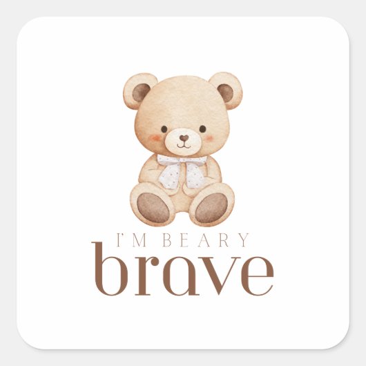 beary brave childhood cancer sick kids cute bear  スクエアシール (正面)
