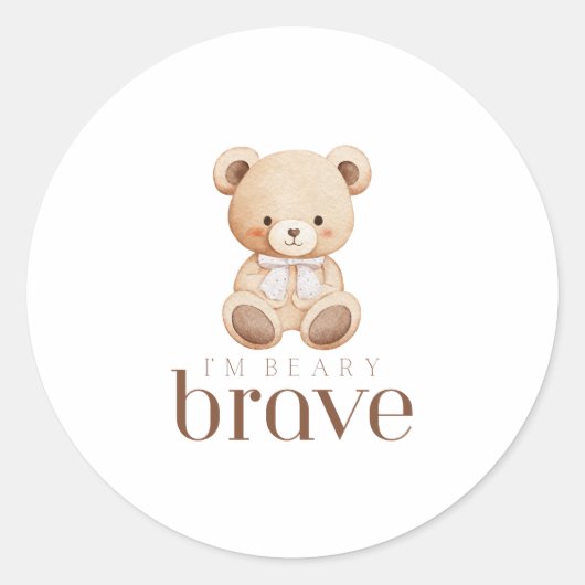 beary brave childhood cancer sick kids cute bear  ラウンドシール (正面)
