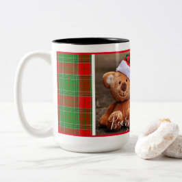 Beary Christmas （緑と赤の格子模様） ツートーンマグカップ