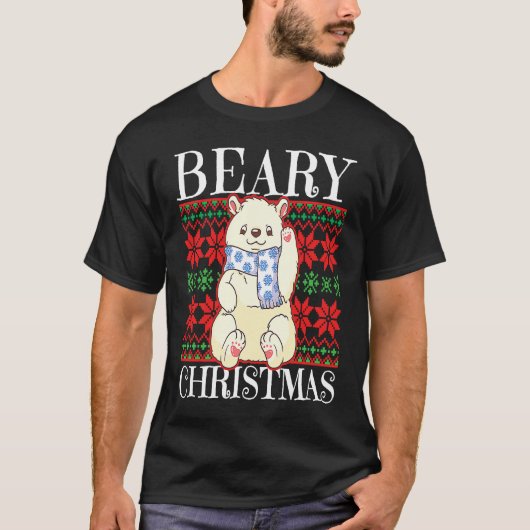 Beary Christmas Christmas Polar Bear Ugly Sweater Tシャツ (正面)