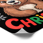 Beary Christmas Cute Bear Santa Funny Holiday  ポスター (角)