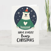 Beary Christmas Polar Bear Card カード (正面)