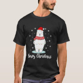 Beary Christmas Polar Bear Santa Hat Lights Snowfl Tシャツ (正面)