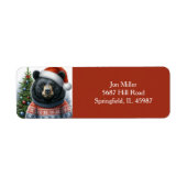 Beary Christmas Return Address Black Bear ラベル (正面)