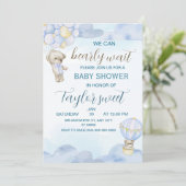 Beary Cute Blue Teddy Bear Baby Shower Invitation 招待状 (スタンド正面)