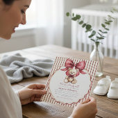 Beary Cute Teddy Bear Bow Baby Shower 招待状