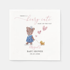 Beary Cute Teddy Bear Girl Baby Shower スタンダードカクテルナプキン