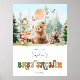 Beary Cute Woodland Baby Showerへようこそ ポスター