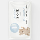 Beary First誕生日ベアバナー背景 横断幕 (縦)