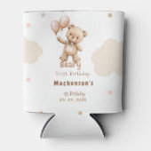 Beary First Balloon Boy 1st Birthday Teddy Bear 缶クーラー (正面)