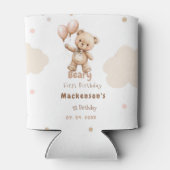 Beary First Balloon Boy 1st Birthday Teddy Bear 缶クーラー (裏面)