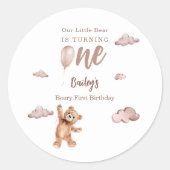 Beary First Birthday ラウンドシール (正面)