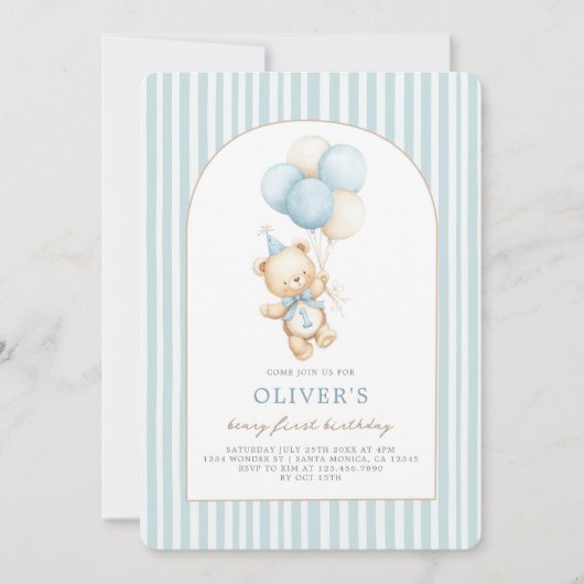 Beary First Birthday 招待状 (正面)