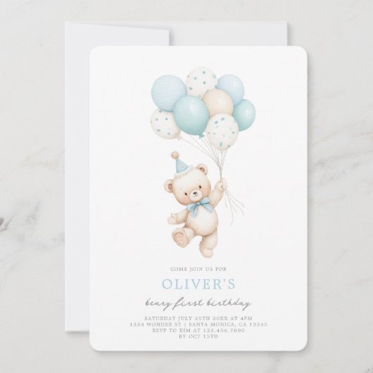 Beary First Birthday 招待状 (正面)