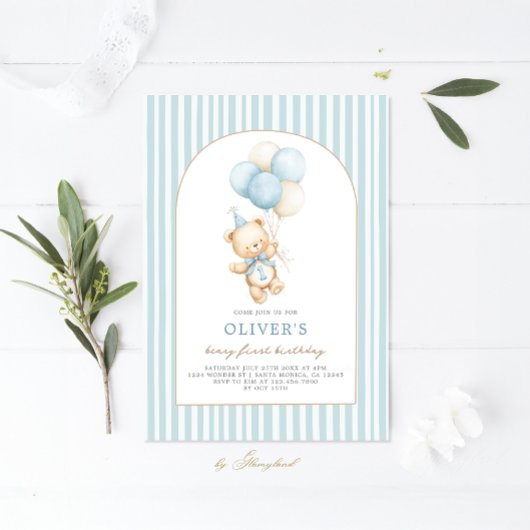 Beary First Birthday 招待状