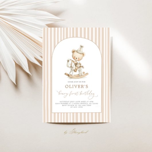 Beary First Birthday Boy 招待状