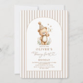 Beary First Birthday Boy Invitation 招待状 (正面)