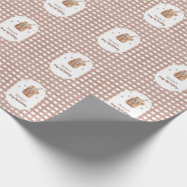 Beary First Birthday Gingham ラッピングペーパー