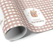 Beary First Birthday Gingham ラッピングペーパー (ロールコーナー)