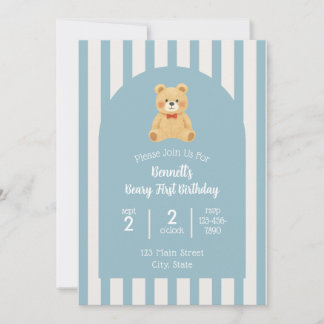Beary First Birthday Invitation 招待状