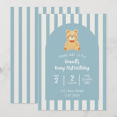 Beary First Birthday Invitation 招待状 (正面/裏面)