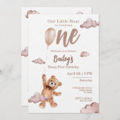Beary First Birthday Invitation 招待状 (正面/裏面)