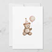 Beary First Birthday Invitation Gingham Editable 招待状 (裏面)