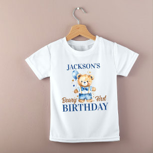 Beary first boys birthday photoprops printed ベビーTシャツ