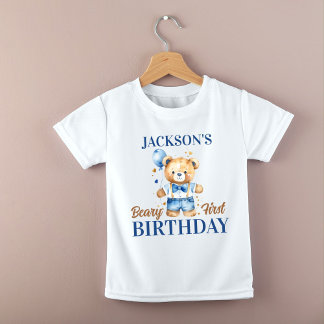Beary first boys birthday photoprops printed ベビーTシャツ