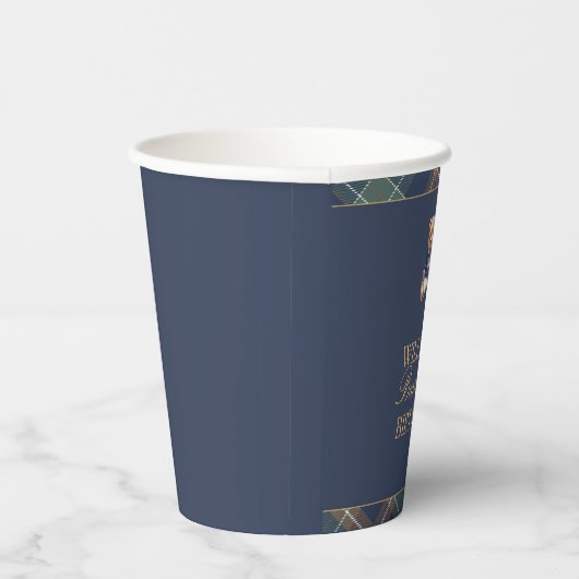 Beary First Navy Plaid Teddy Bear Birthday  紙コップ (右)