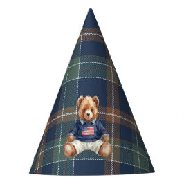 Beary First Navy Plaid Teddy Bear Birthday Party H パーティーハット