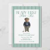 Beary First Par-Tee Golf 1st Birthday 招待状 (正面)