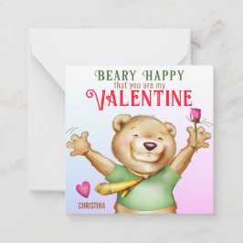 Beary Happy Teddy Bear Classroomバレンタインカード ノートカード