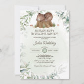 Beary Happy Woodland Forest Bear Boy Baby Shower 招待状 (正面)