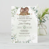Beary Happy Woodland Forest Bear Boy Baby Shower 招待状 (スタンド正面)