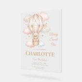 Beary  Hot Air Balloon 1st Birthday Invitation アクリルサイン (傾斜)