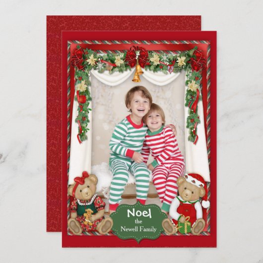 Beary Merry Christmasフォトカード シーズンカード (正面/裏面)