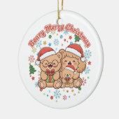 "Beary Merry Christmas"かわいいテディベア家族 セラミックオーナメント (左)