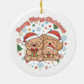 "Beary Merry Christmas"かわいいテディベア家族 セラミックオーナメント (裏面)