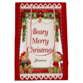 Beary Merry Christmas -カスタマイズ名前 ミディアムペーパーバッグ (裏面)