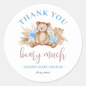 Beary Much Baby Shower Thank you ラウンドシール (正面)