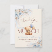 Beary Much Teddy Bear Baby Shower Thank You サンキューカード (正面)