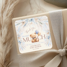 Beary Much Teddy Bear Baby Shower Thank You スクエアシール