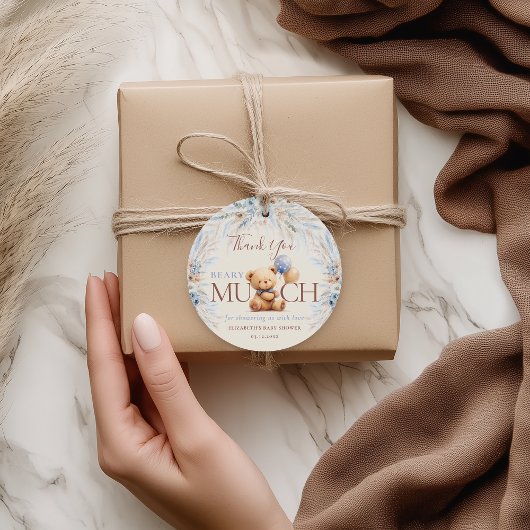 Beary Much Teddy Bear Baby Shower Thank You フェイバータグ