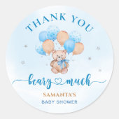 Beary Much Thank you Baby Showerステッカー ラウンドシール (正面)
