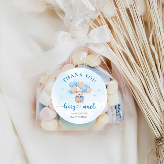 Beary Much Thank you Baby Showerステッカー ラウンドシール
